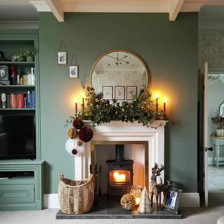Olive Wall White Fireplace