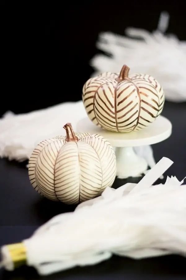 Painted Herringbone Pumpkins