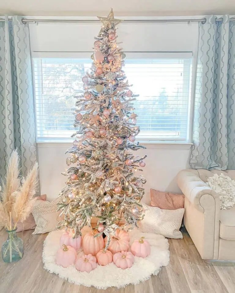 Pink Tree Orange Pumpkins