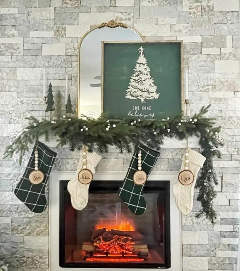 Plaid Christmas Mantel
