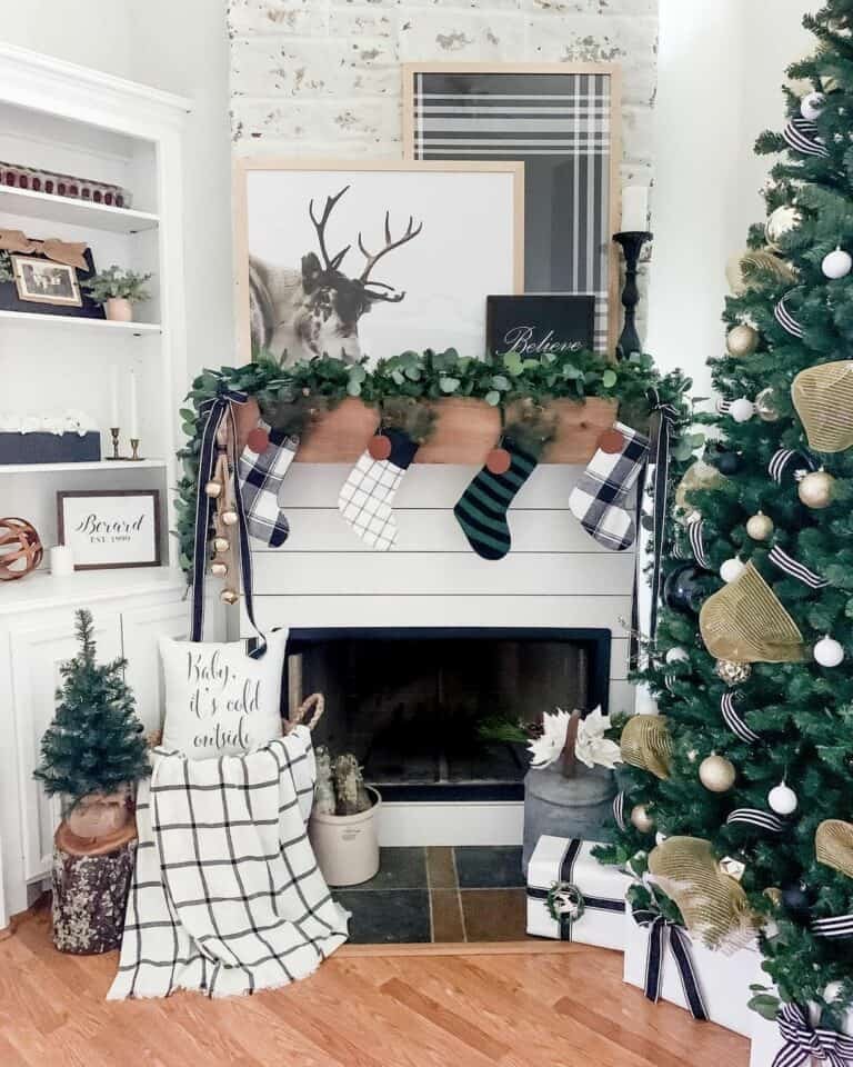 Plaid Fireplace Mantel