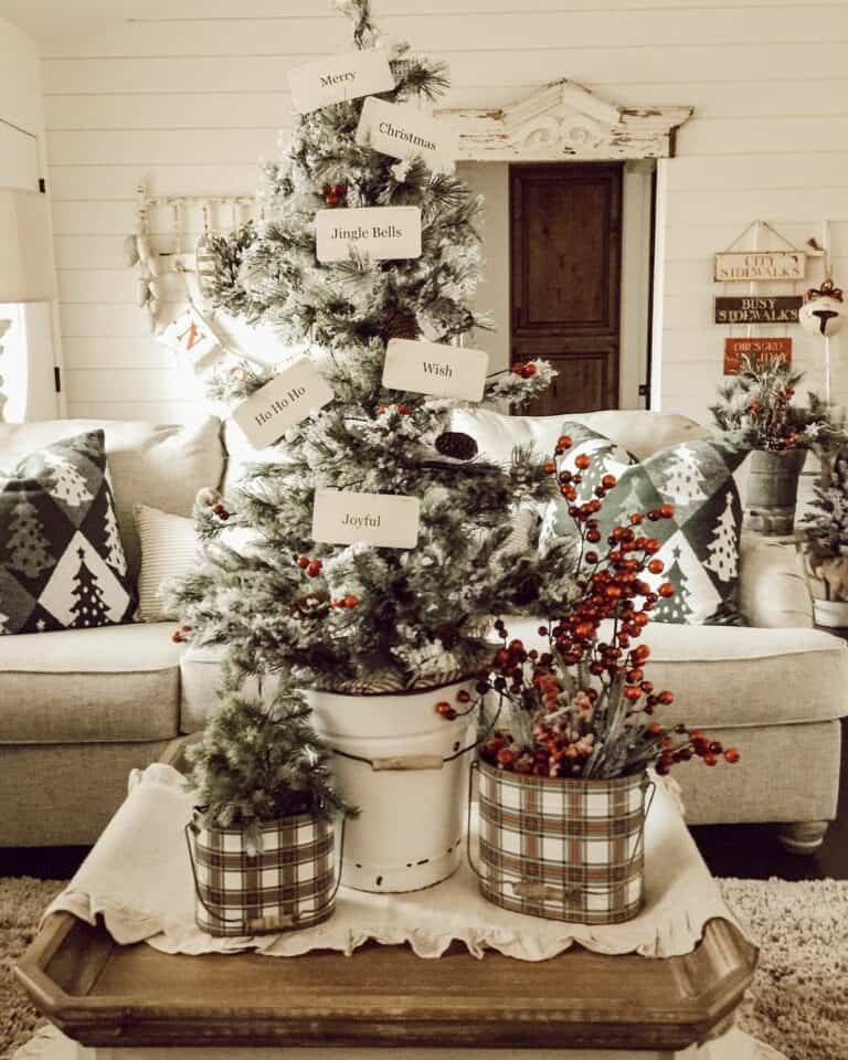 Plaid Tree Buckets