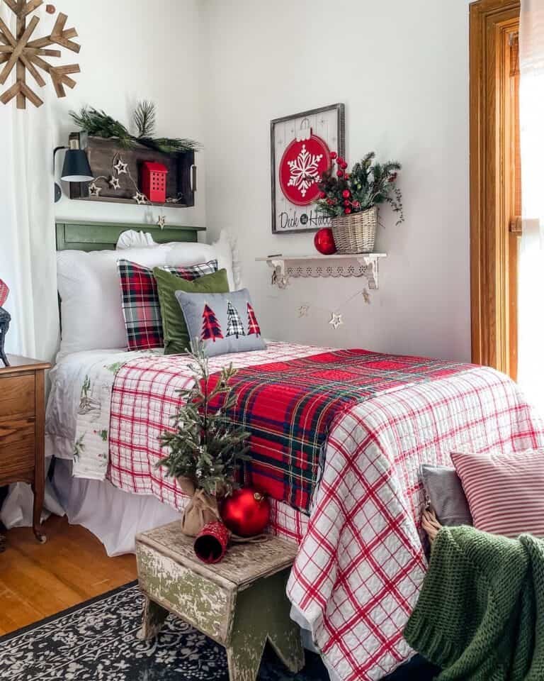 Red Checkered Bedspread