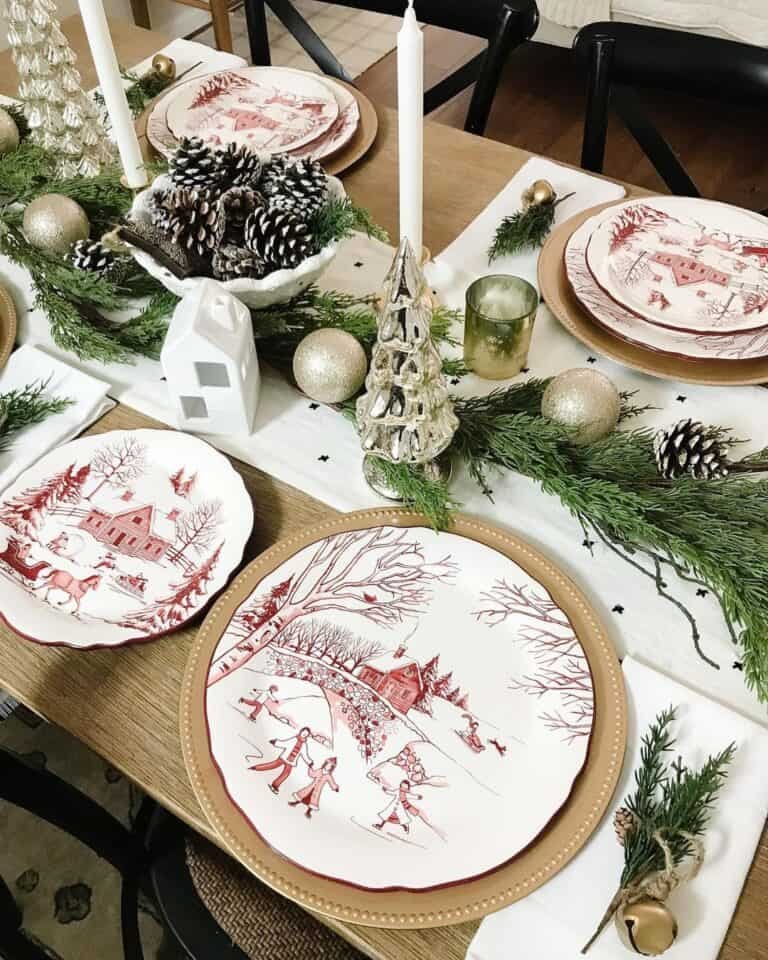 Red China Silver Centerpiece