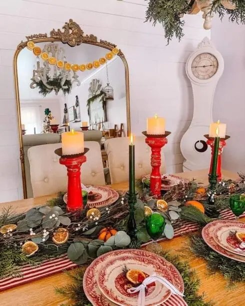 Red Distressed Candleholders