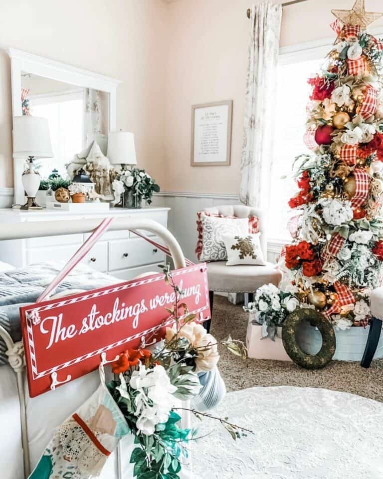 Red Gold Christmas Bedroom