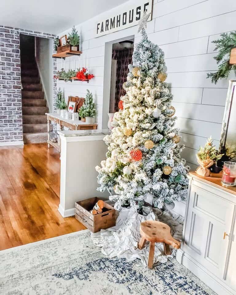 Red Gold Flocked Tree