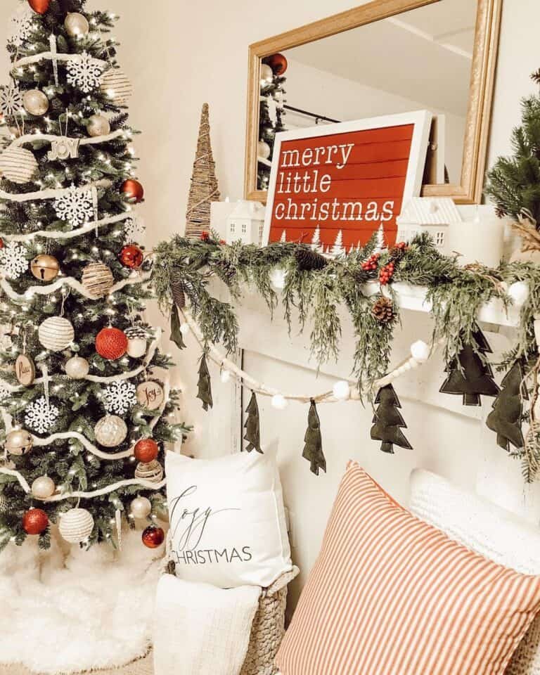 Red Gold Mantel Styling