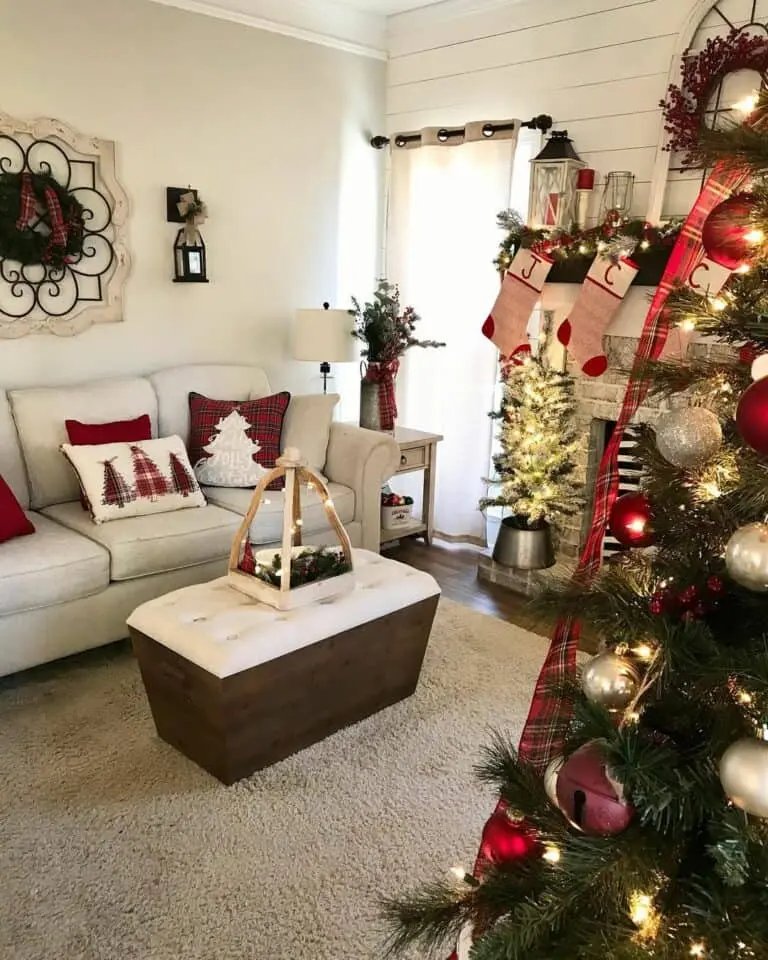 Red Gold Plaid Tree