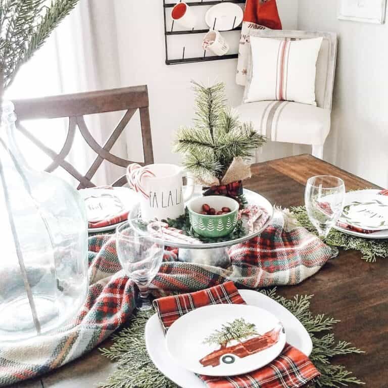 Red Plaid Dining Table