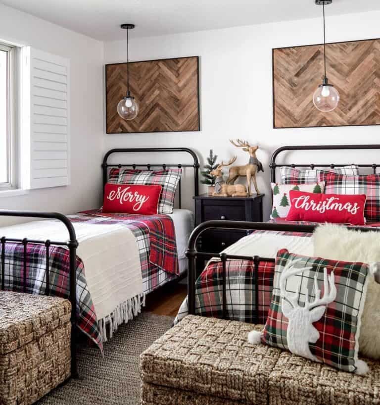 Red Plaid Twin Beds