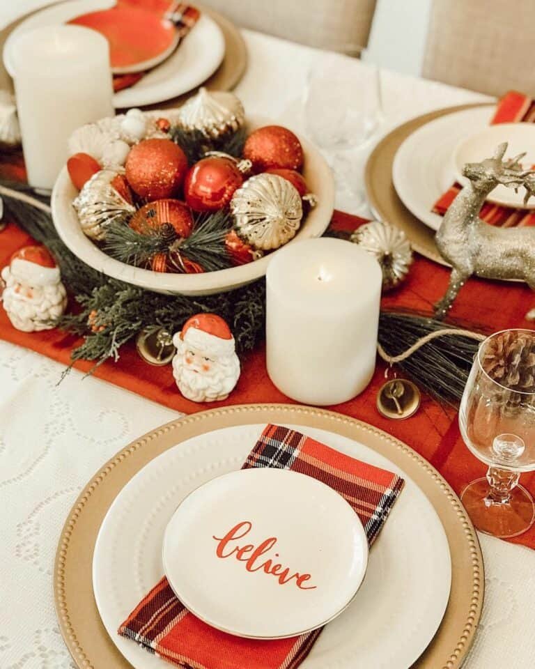 Red Silver Ornament Centerpiece