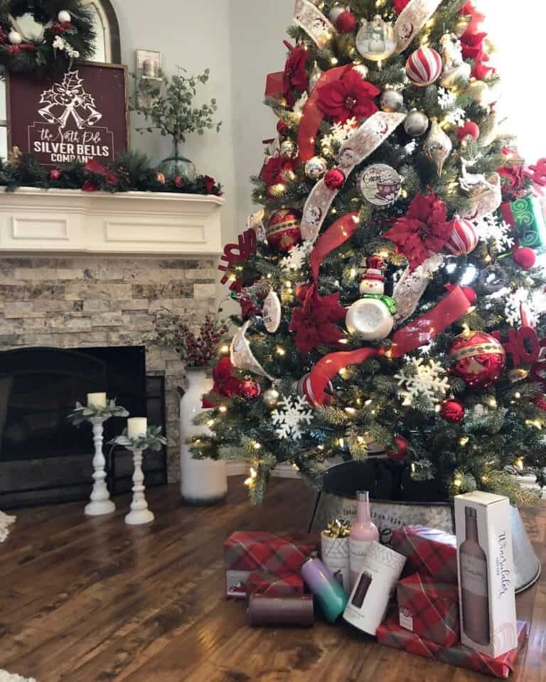 Red Tree White Mantel