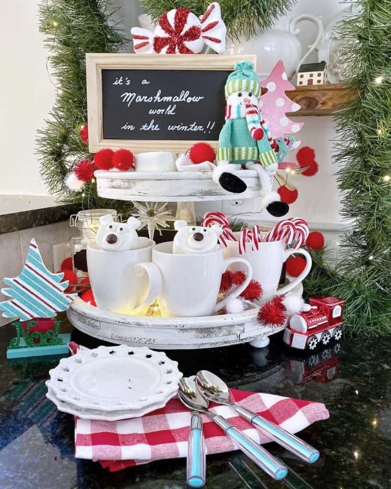 Red White Christmas Tray