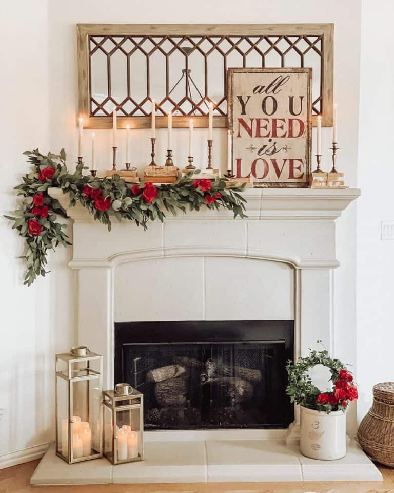Rose Garland Mantle