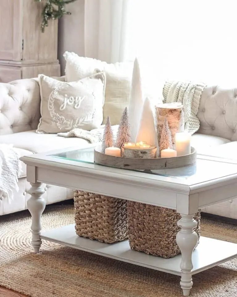 Round Wood Tray Centerpiece