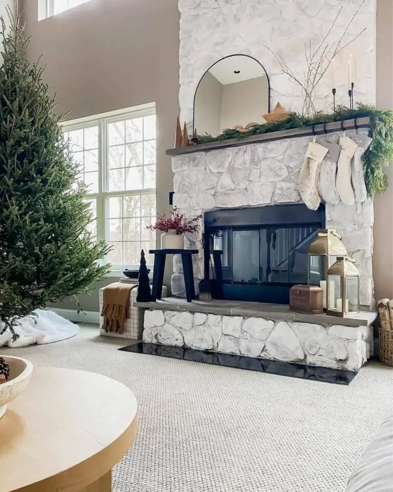 Rustic Stone Fireplace