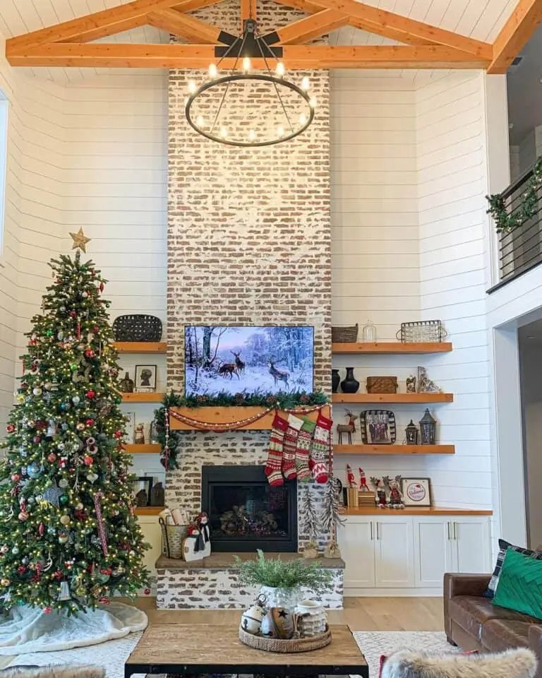 Shiplap Brick Fireplace