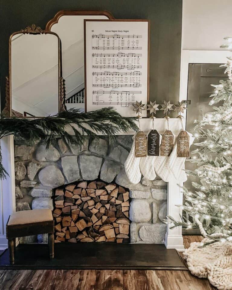 Stone Fireplace Stockings