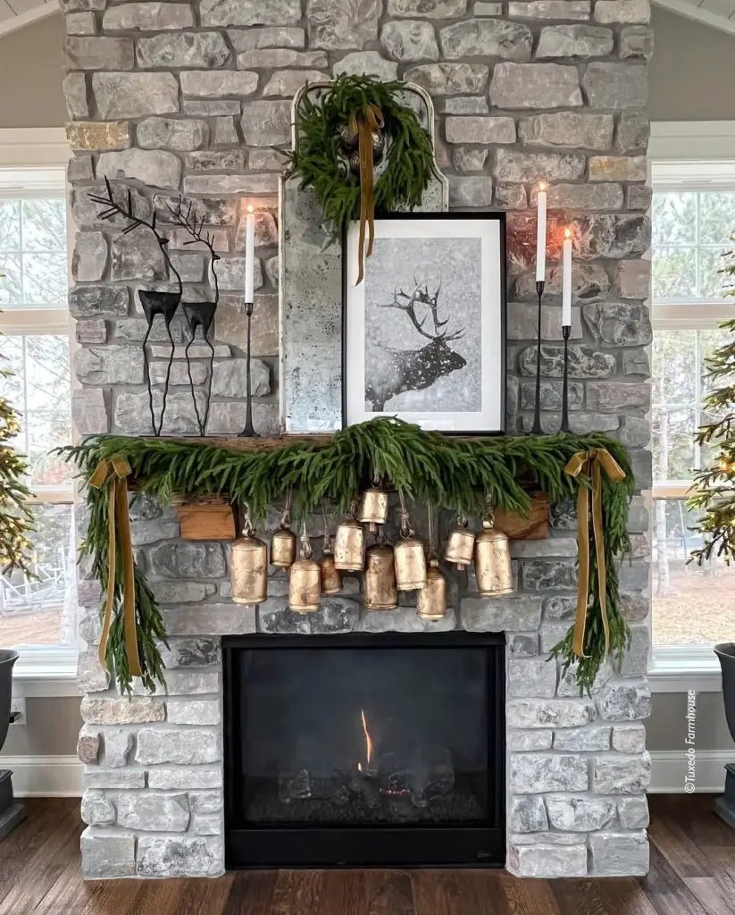 Stone Mantel Greenery
