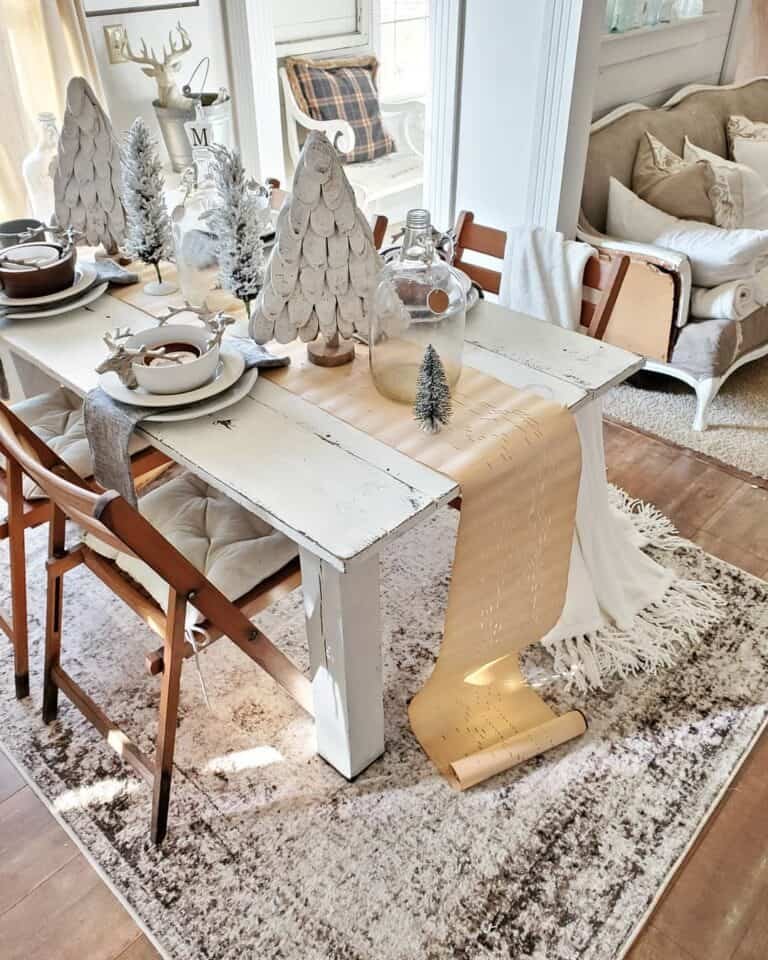 Tan Runner White Ornaments