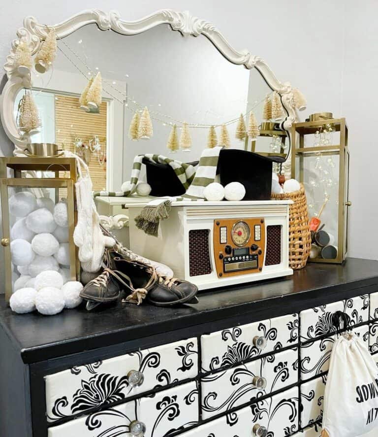Vintage Black White Dresser