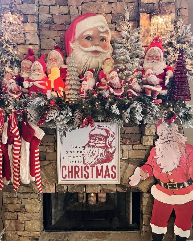 Vintage Santa Mantel