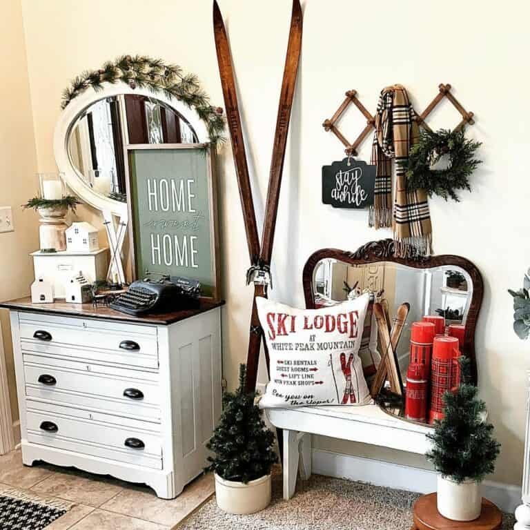 Vintage Ski Entryway