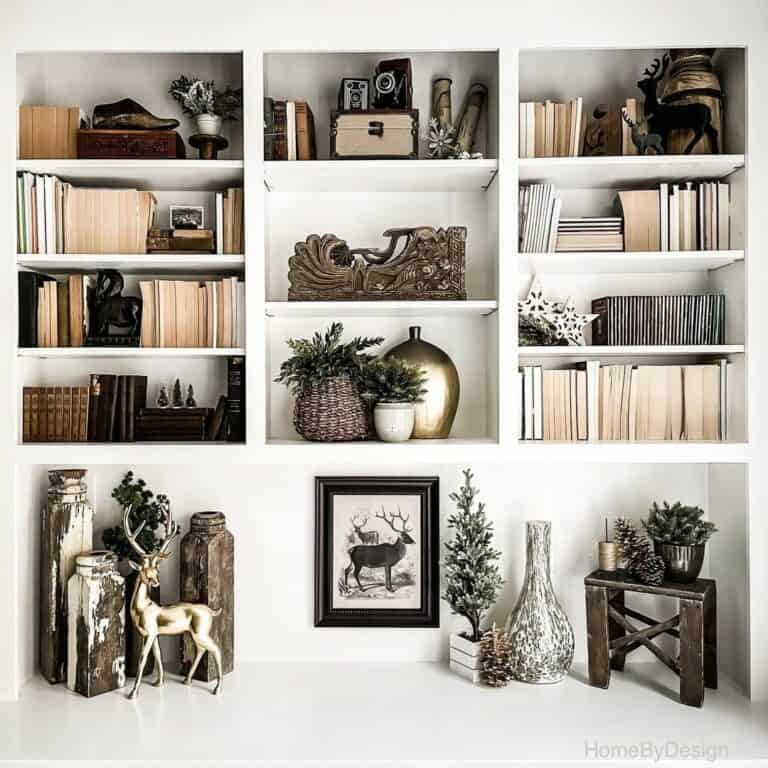 White Bookcase Winter Display