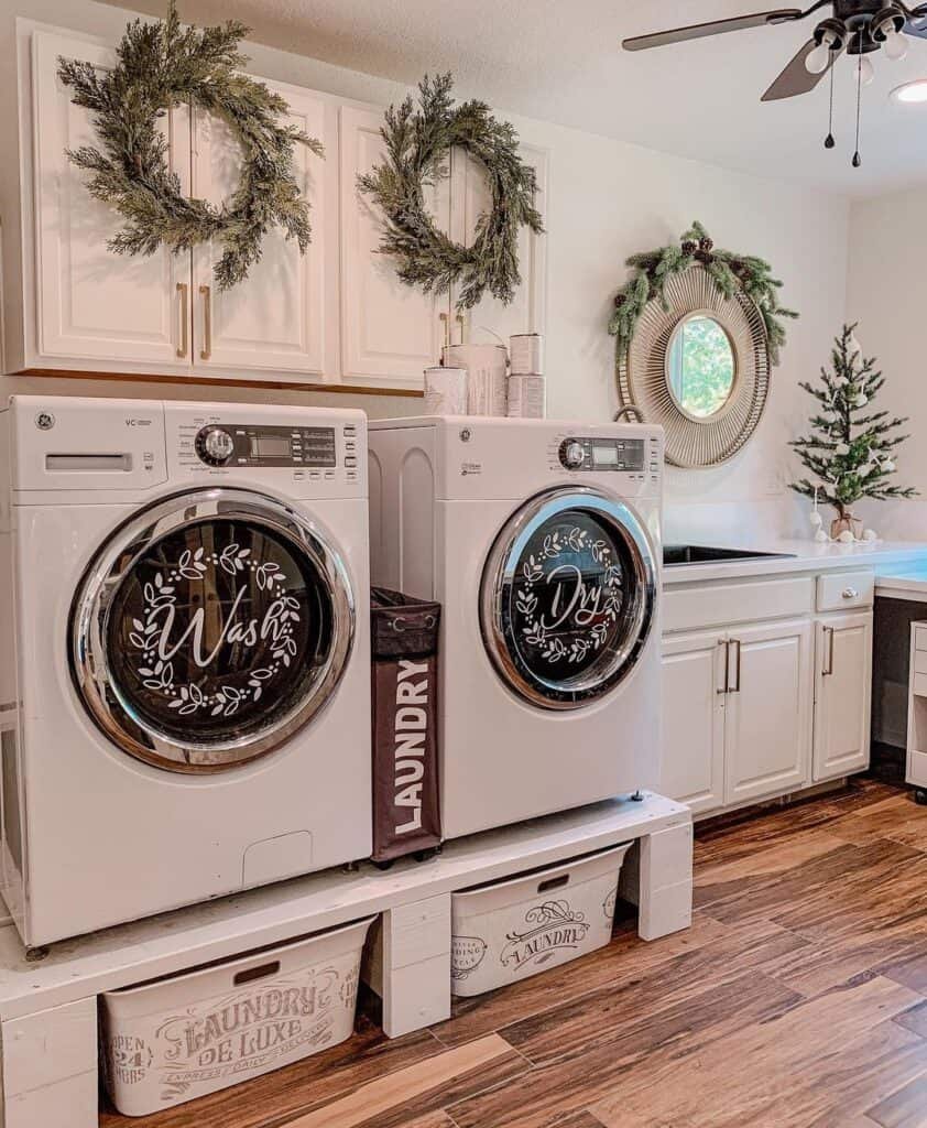 White Cabinet Wreaths