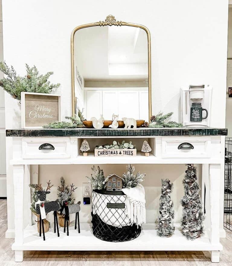 White Console Christmas Display