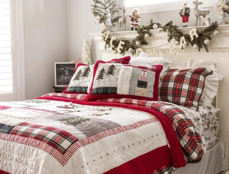 White Embroidered Christmas Bedding