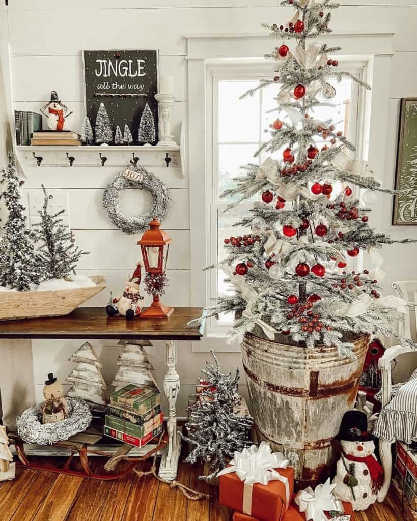 White Flocked Trees