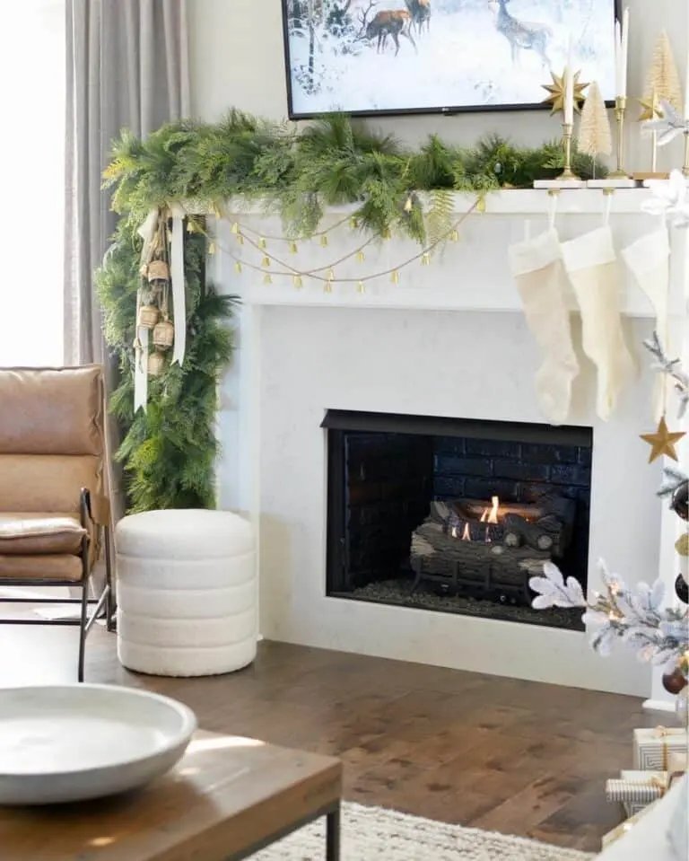White Garland Mantel