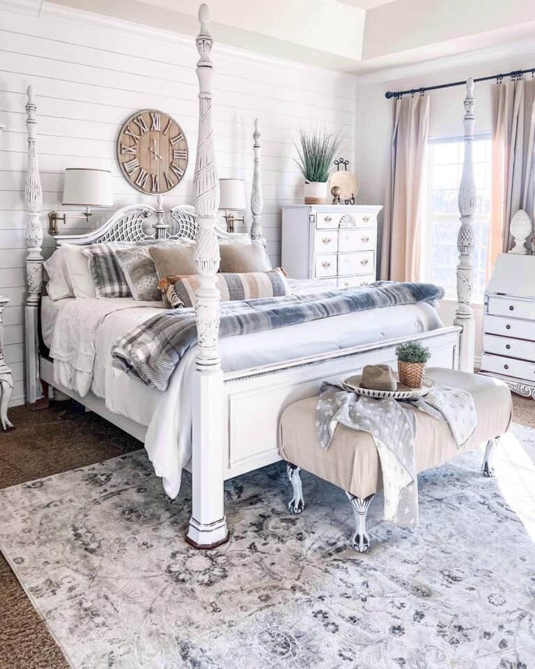 White Grey Striped Bedding