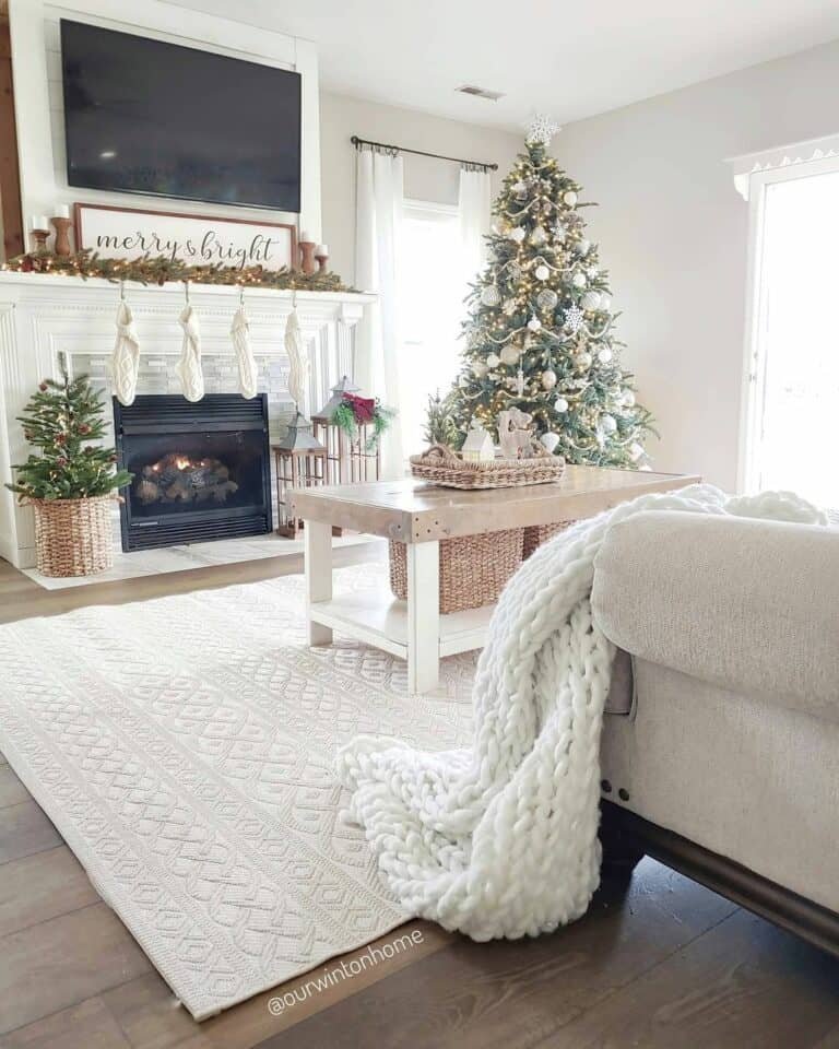 White Mantel Tree Basket