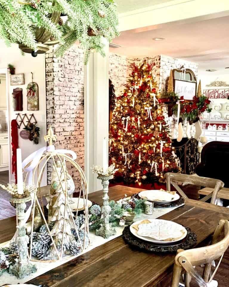 White Metal Birdcage Centerpiece