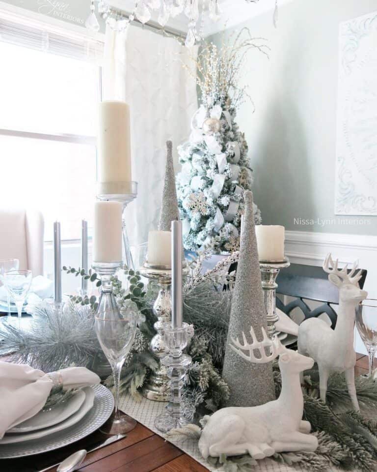 White Reindeer Centerpiece