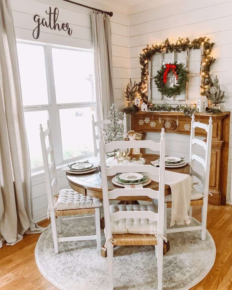 White Shiplap Dining Room