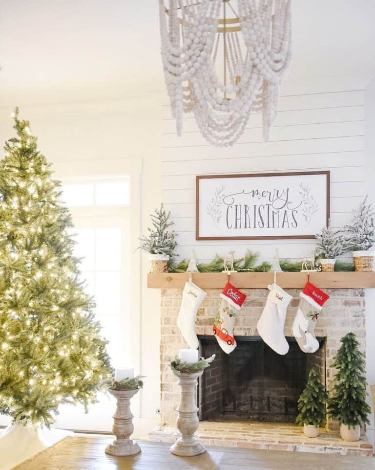 White Shiplap Mantel