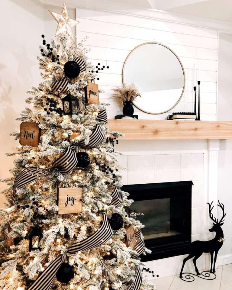 White Tree Black Ornaments