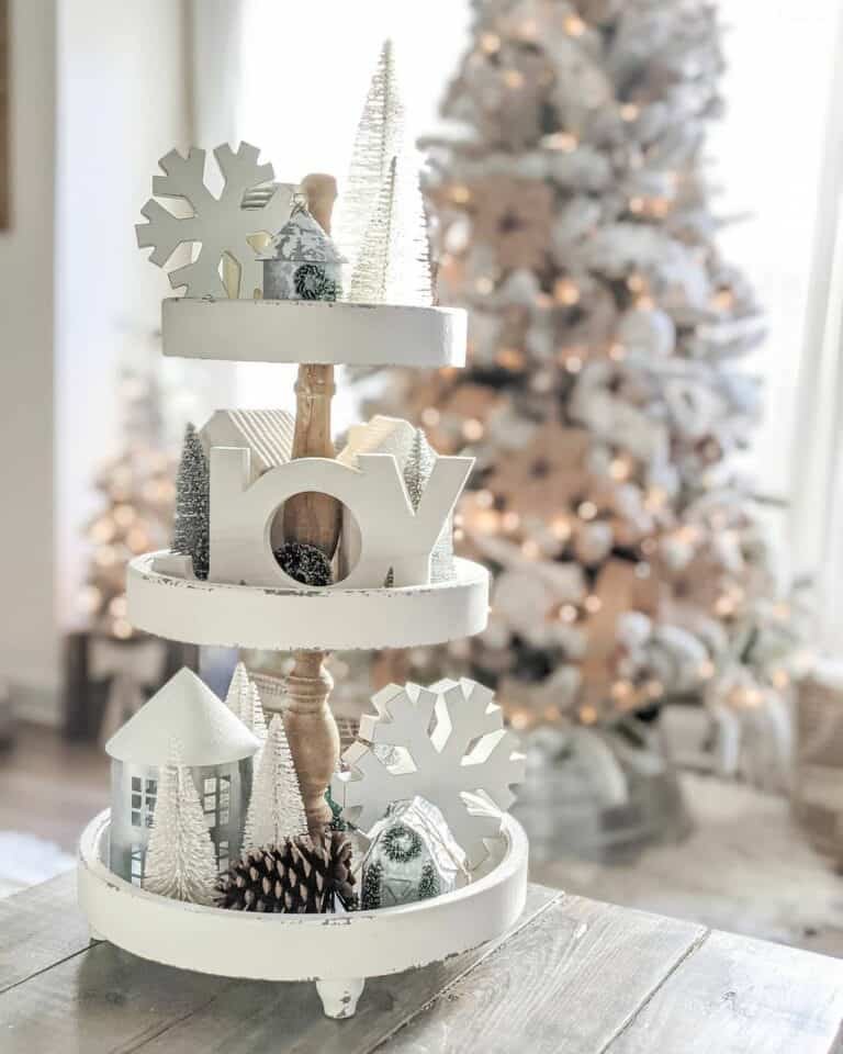White Winter Tiered Tray