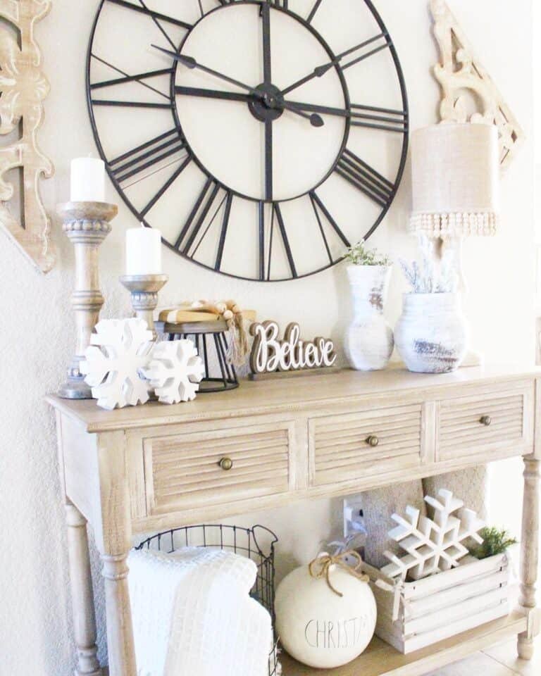 White Wood Console Display