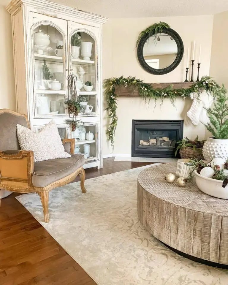 Wood Mantel Greenery