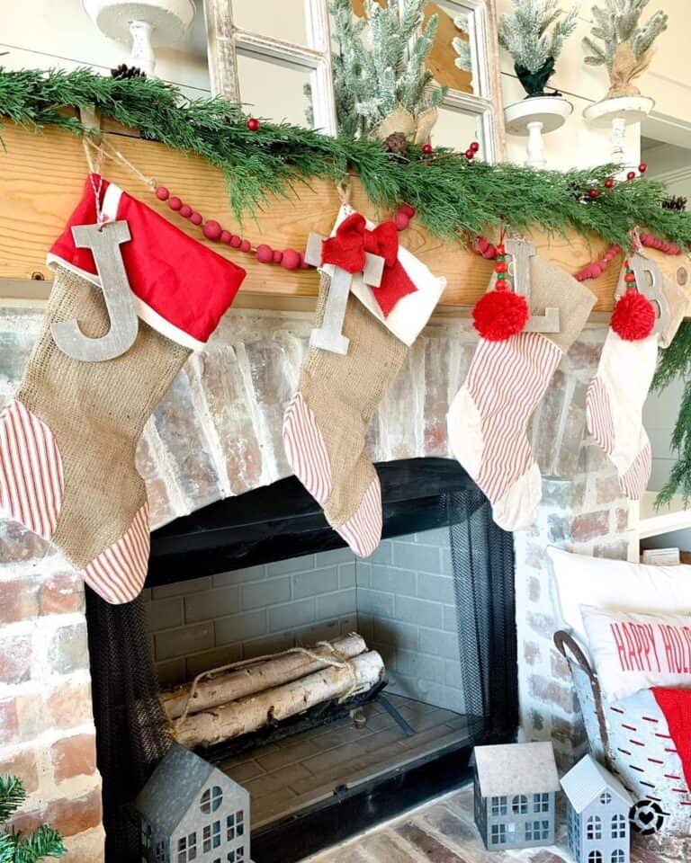 Wood Mantel Stockings
