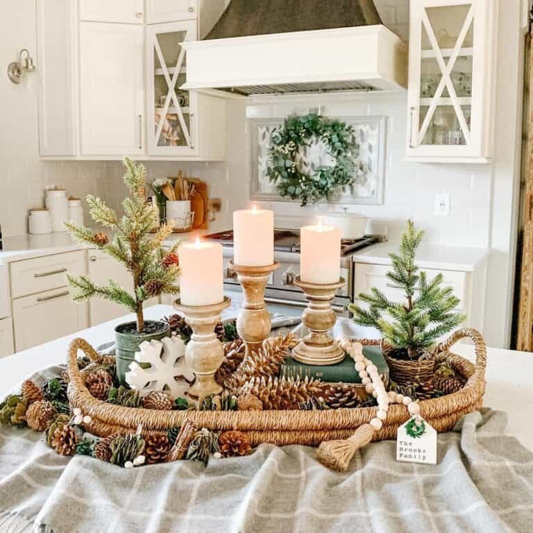 Wooden Candlestick Tray