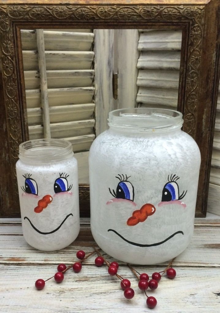 Glass Snowman Jar
