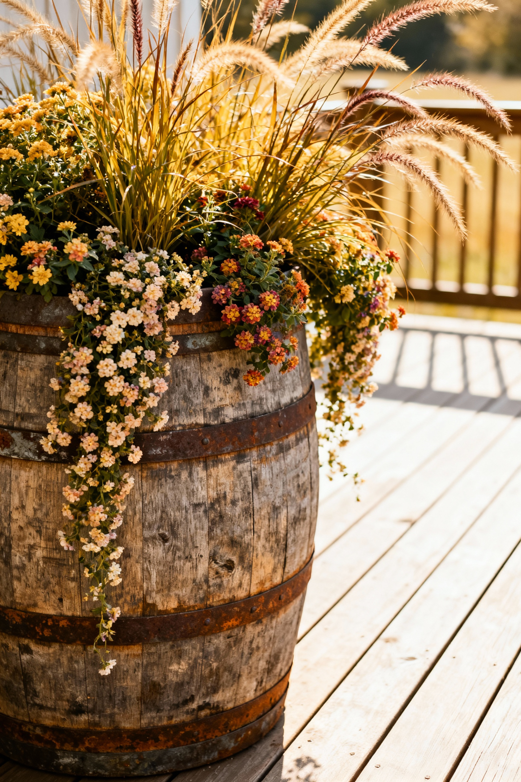 Rustic Barrel Planters