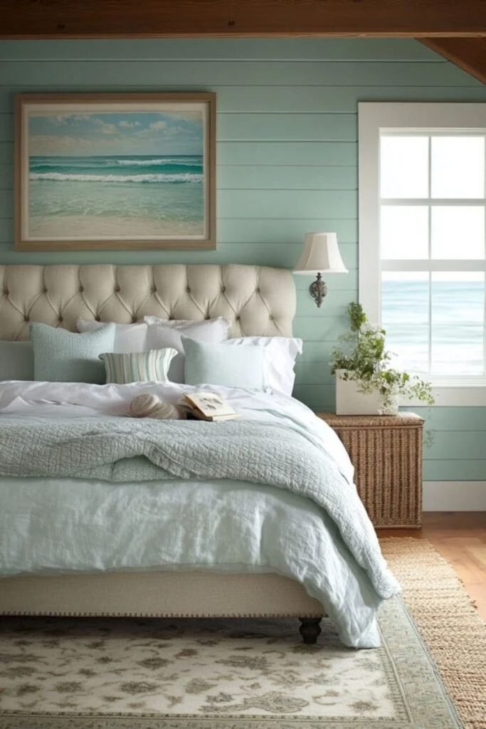 Aqua Farmhouse Bedroom