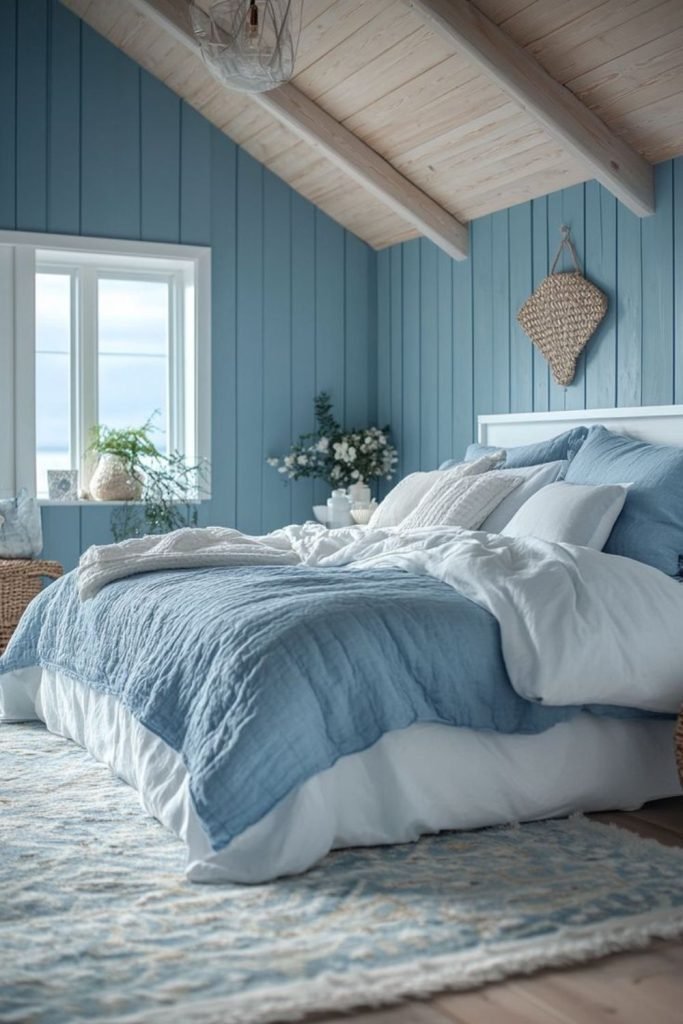 Aqua Farmhouse Bedroom